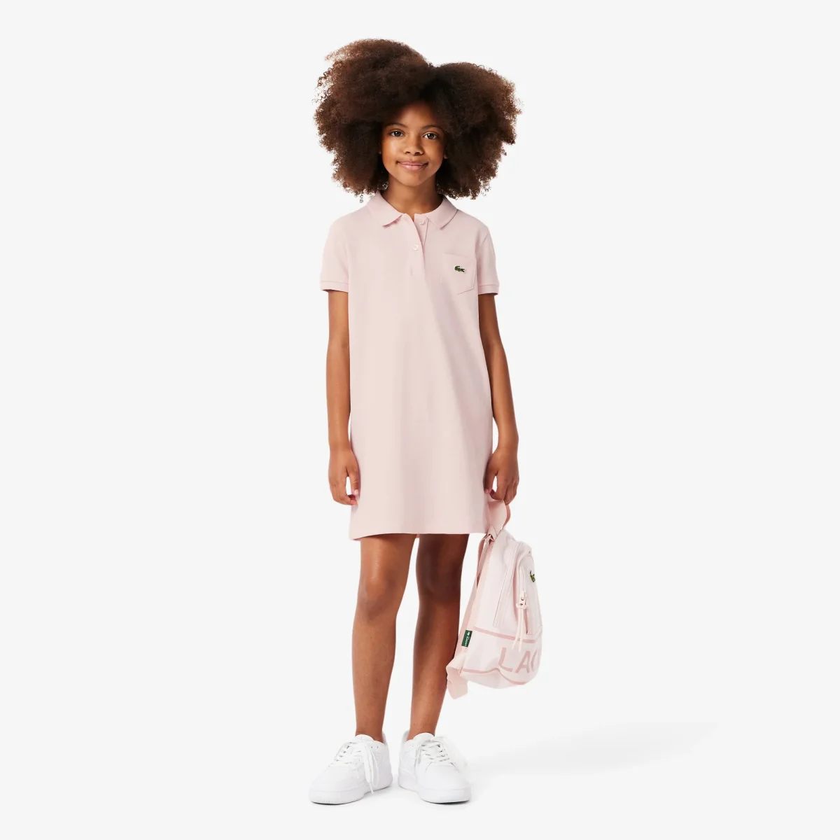 LACOSTE Polo A Vestitino In Cotone Piqué Bambina Basic Rosa - immagine 3