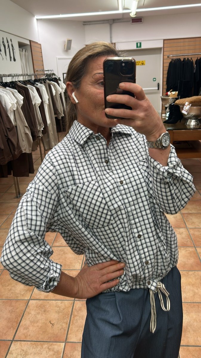 Camicia check 100% cotone con tasche frontali - immagine 2