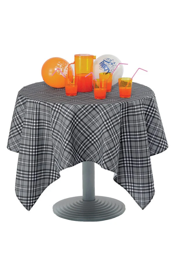 Tovaglia Tartan Grigia motivi Bianchi e neri